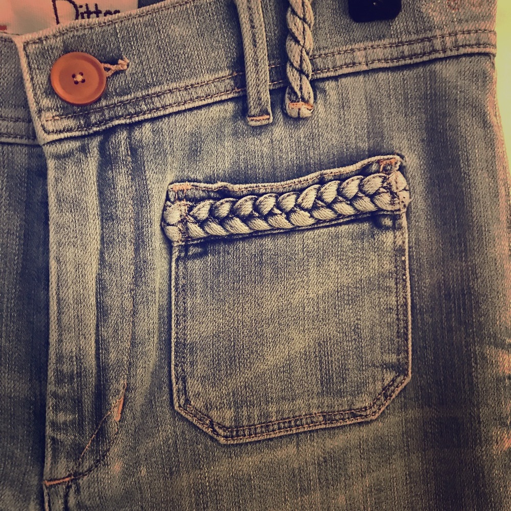 High Waist Flair Jeans with Braided Pockets